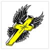 yellow color cross and wing tattoo